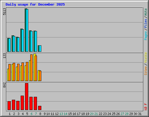 Daily usage for December 2025